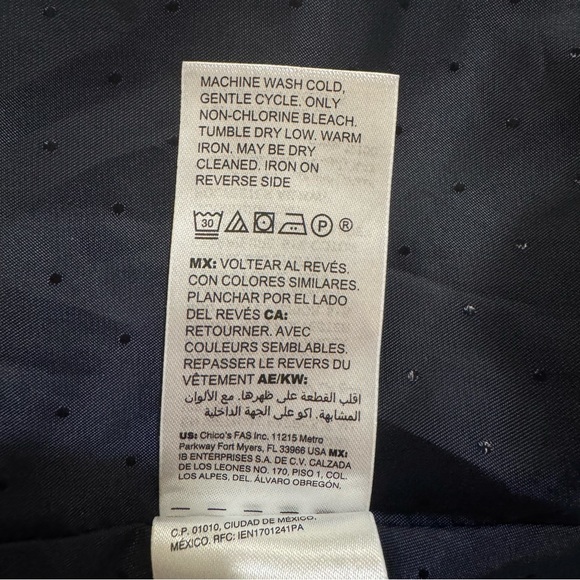 Women’s CHICO’S Navy Blue Velvet Jean Jacket Style Jacket  1Petite - Picture 8 of 10